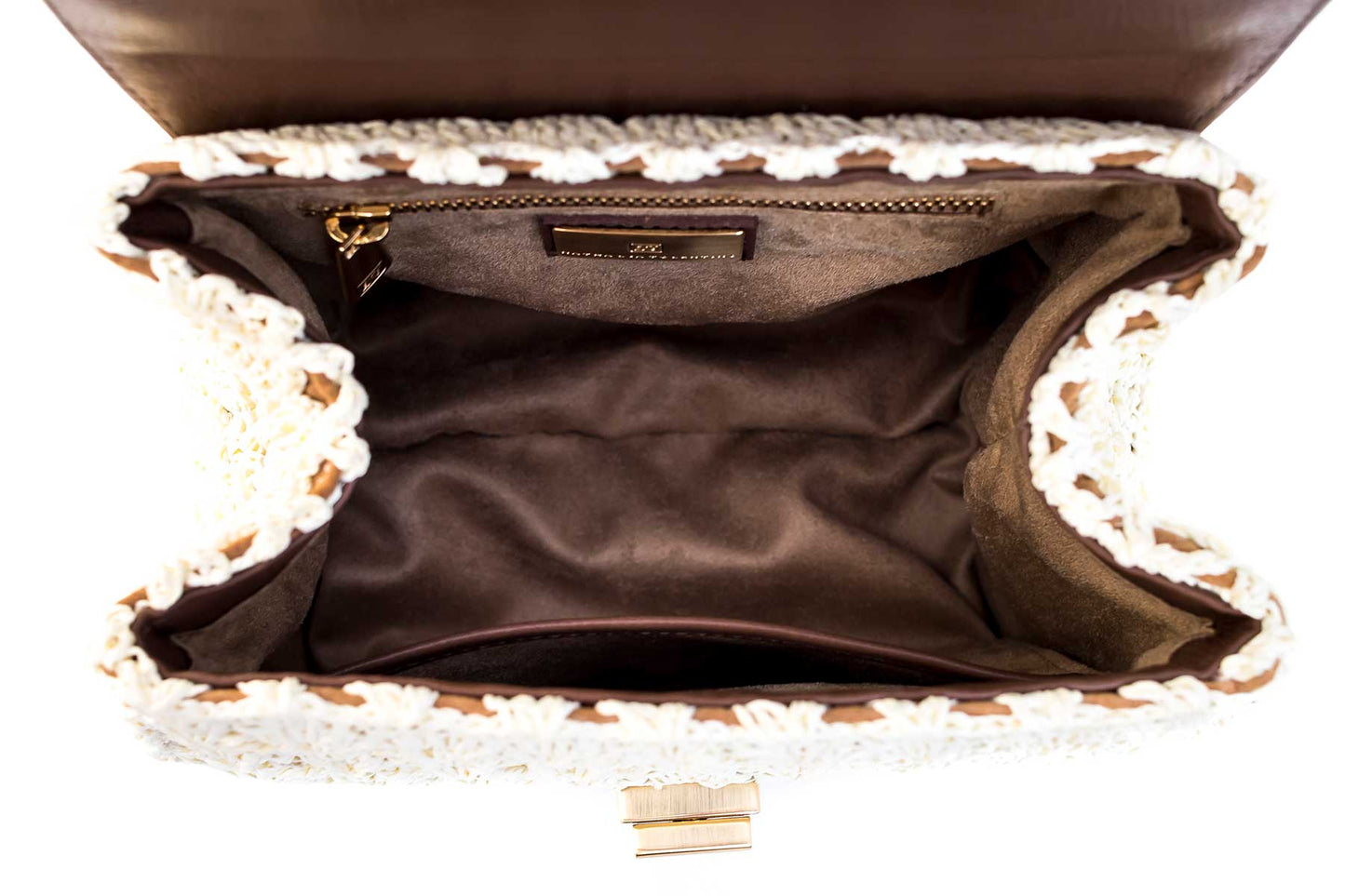 Bolsa Fabiana Crochê Caramelo c/ Creme