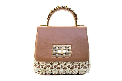 Bolsa Fabiana Crochê Macadâmia Verniz c/ Creme