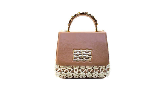 Bolsa Fabiana Crochê Macadâmia Verniz c/ Creme