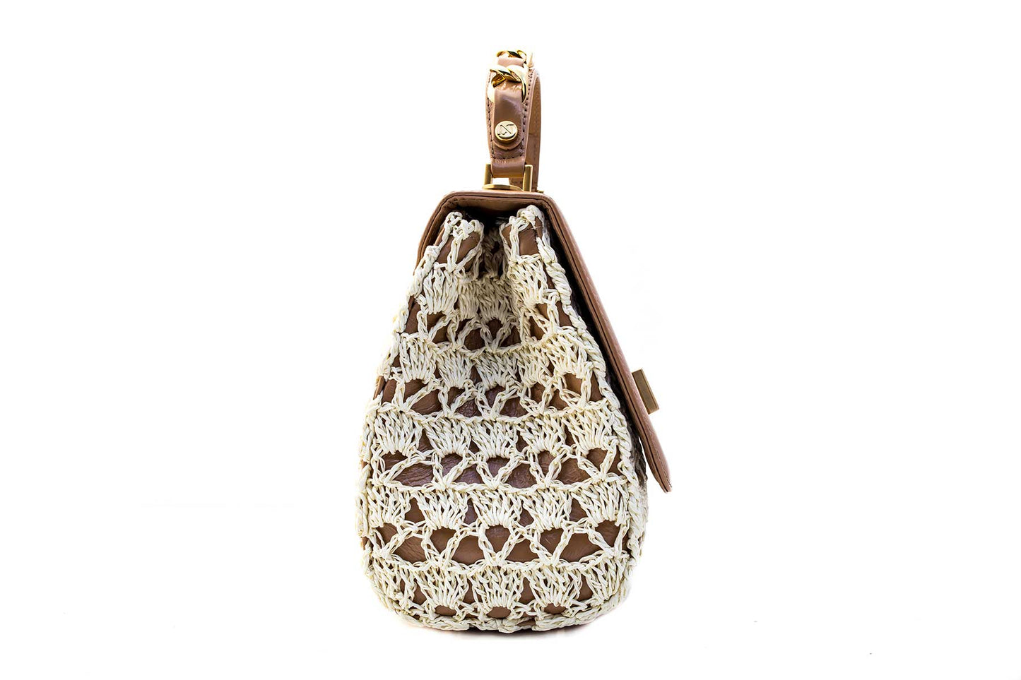 Bolsa Fabiana Crochê Macadâmia Verniz c/ Creme