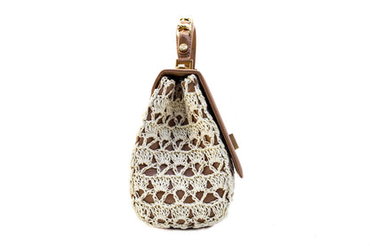 Bolsa Fabiana Crochê Macadâmia Verniz c/ Creme