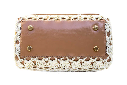 Bolsa Fabiana Crochê Macadâmia Verniz c/ Creme