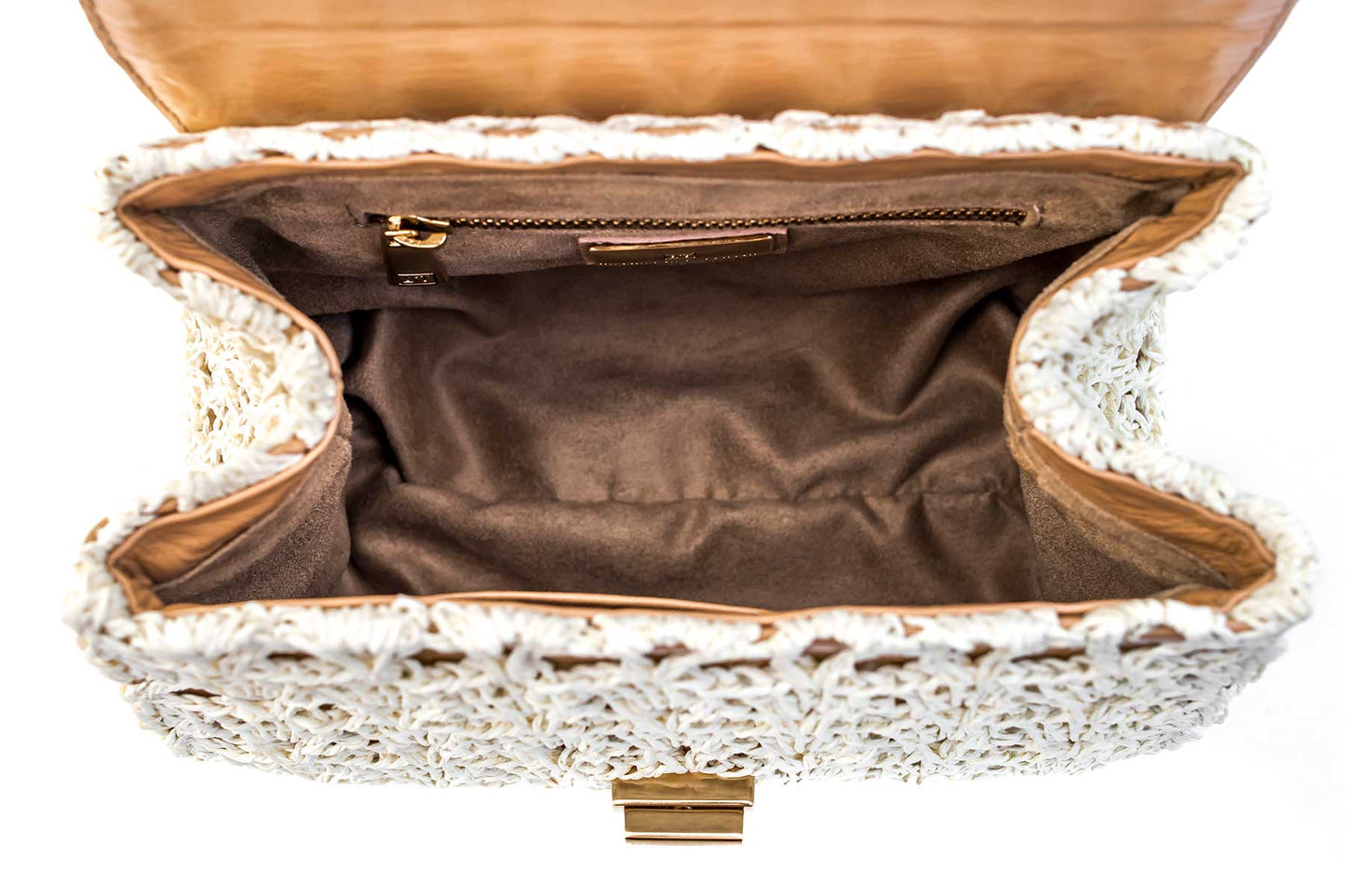 Bolsa Fabiana Crochê Macadâmia Verniz c/ Creme