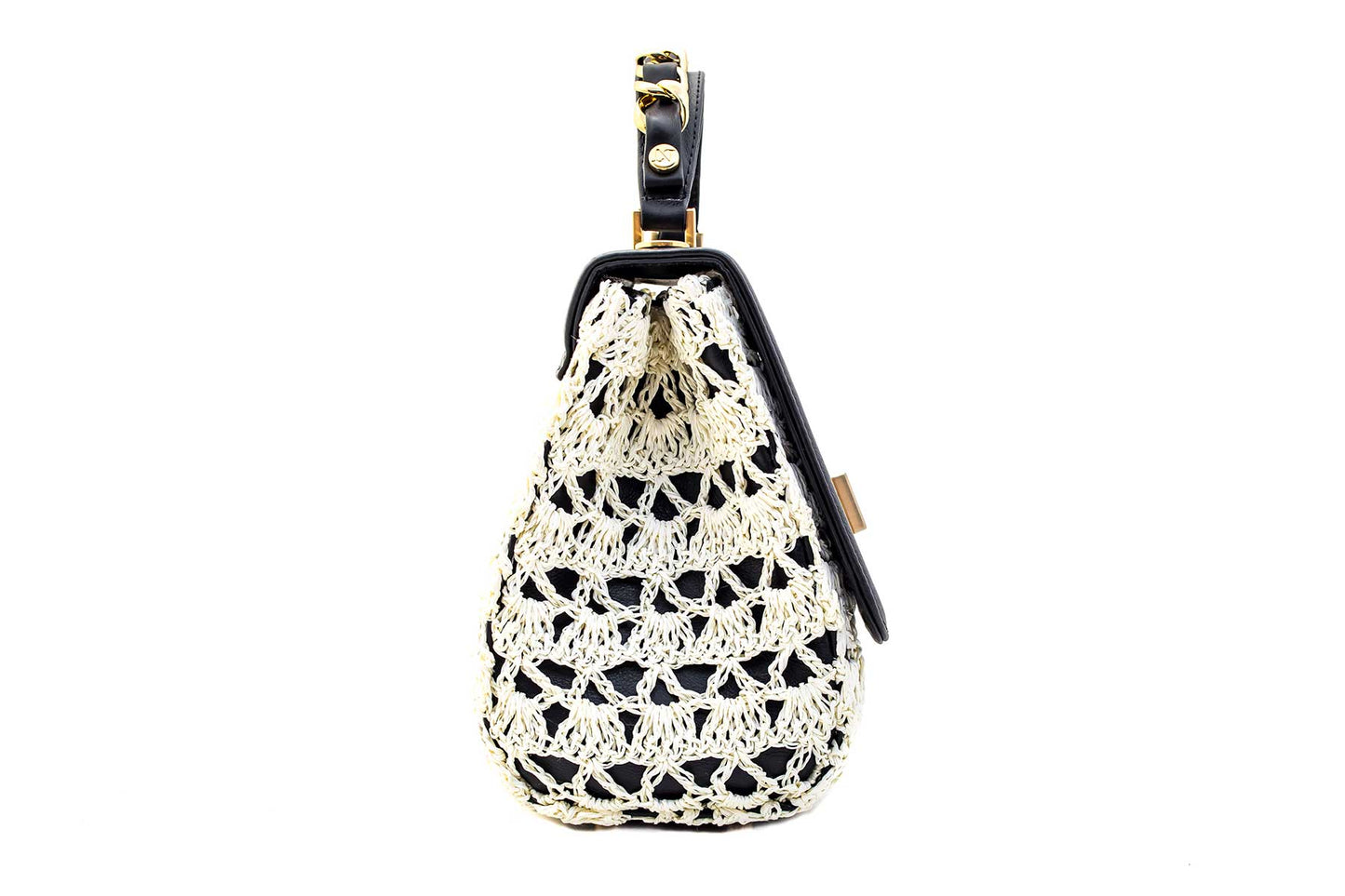 Bolsa Fabiana Crochê Preta c/ Creme