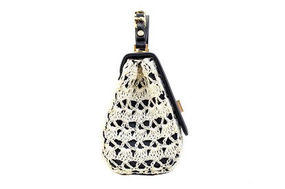 Bolsa Fabiana Crochê Preta c/ Creme