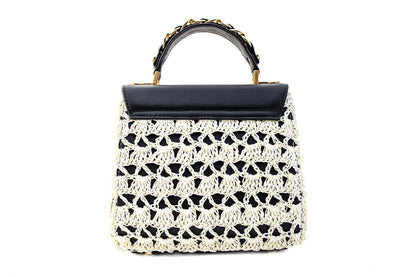 Bolsa Fabiana Crochê Preta c/ Creme