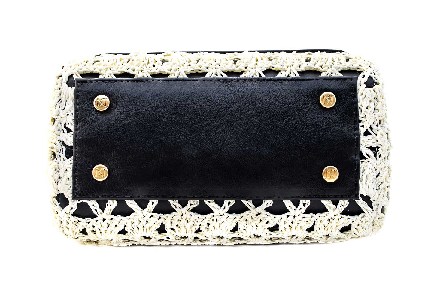 Bolsa Fabiana Crochê Preta c/ Creme