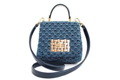 Bolsa Fabiana Mini Crochê Azul