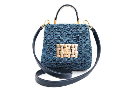 Bolsa Fabiana Mini Crochê Azul