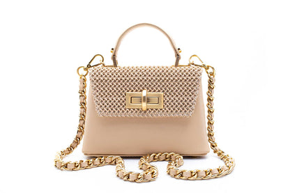 Bolsa Leila Couro Mini Creme