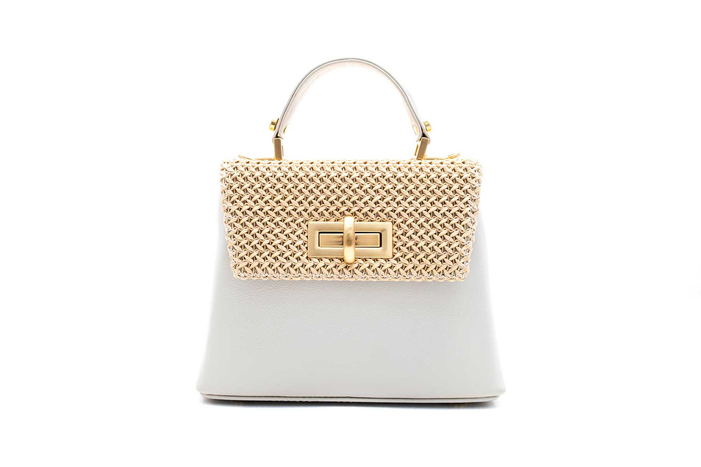 Bolsa Leila Couro Media Off-White c/ Creme