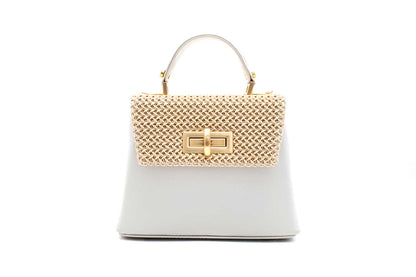 Bolsa Leila Couro Media Off-White c/ Creme