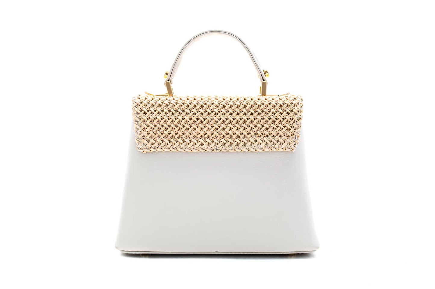 Bolsa Leila Couro Media Off-White c/ Creme