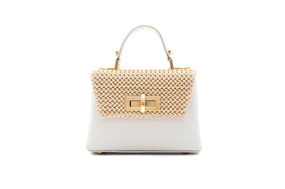 Bolsa Leila Couro Mini Off-White c/ Creme