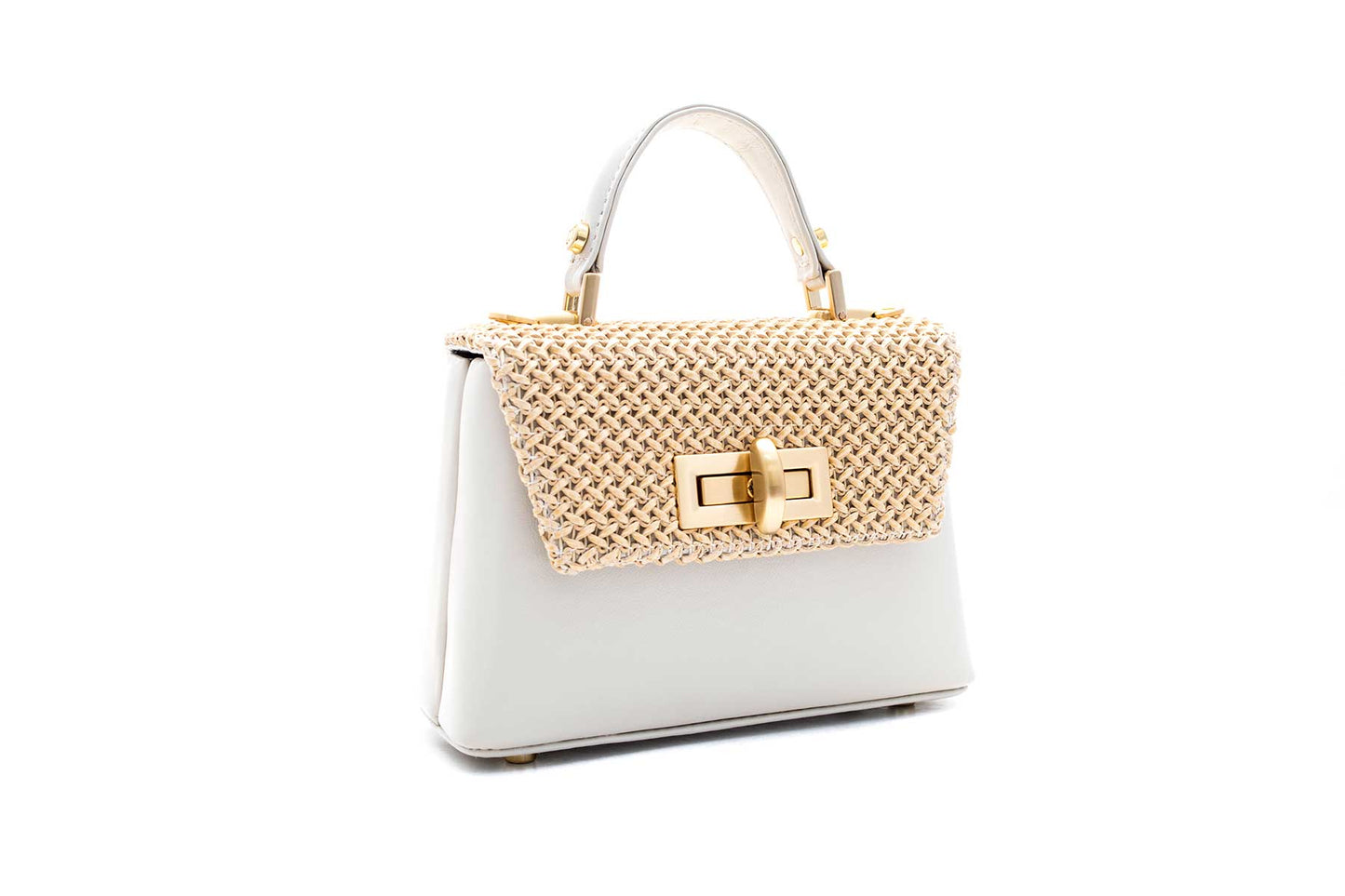 Bolsa Leila Couro Mini Off-White c/ Creme