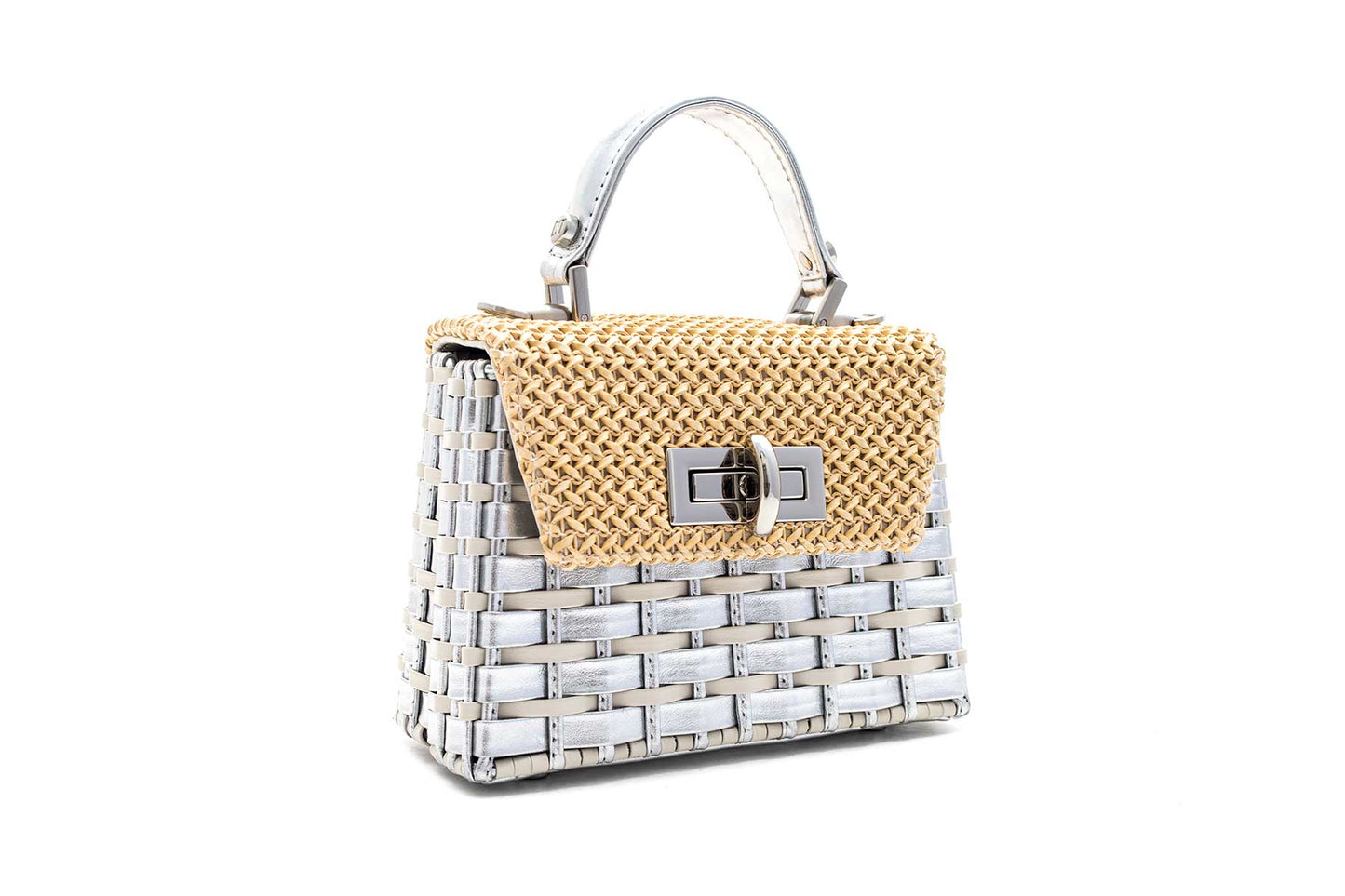 Bolsa Leila Premium Mini Off-White c/ Prata