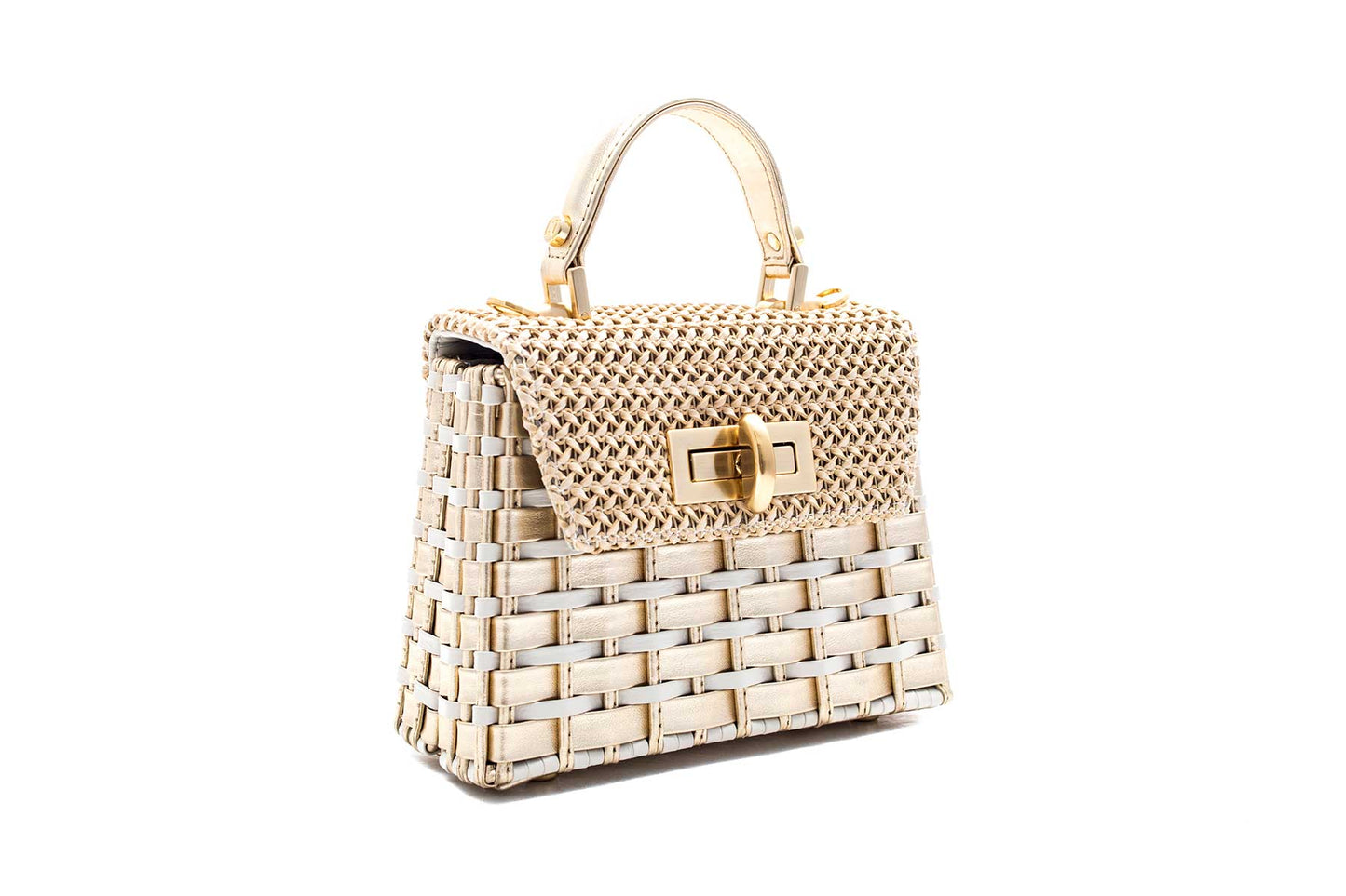 Bolsa Leila Premium Mini Off-White c/ Dourado