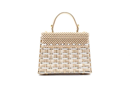 Bolsa Leila Premium Mini Off-White c/ Dourado