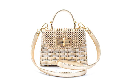 Bolsa Leila Premium Mini Off-White c/ Dourado