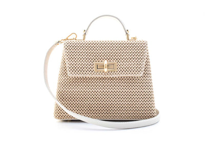 Bolsa Leila Ráfia Tradicional Off-White c/ Creme