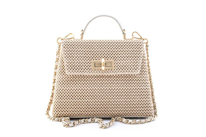 Bolsa Leila Ráfia Tradicional Off-White c/ Creme