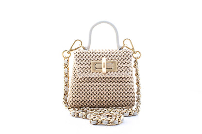 Bolsa Leila Ráfia Micro Off-White c/ Creme