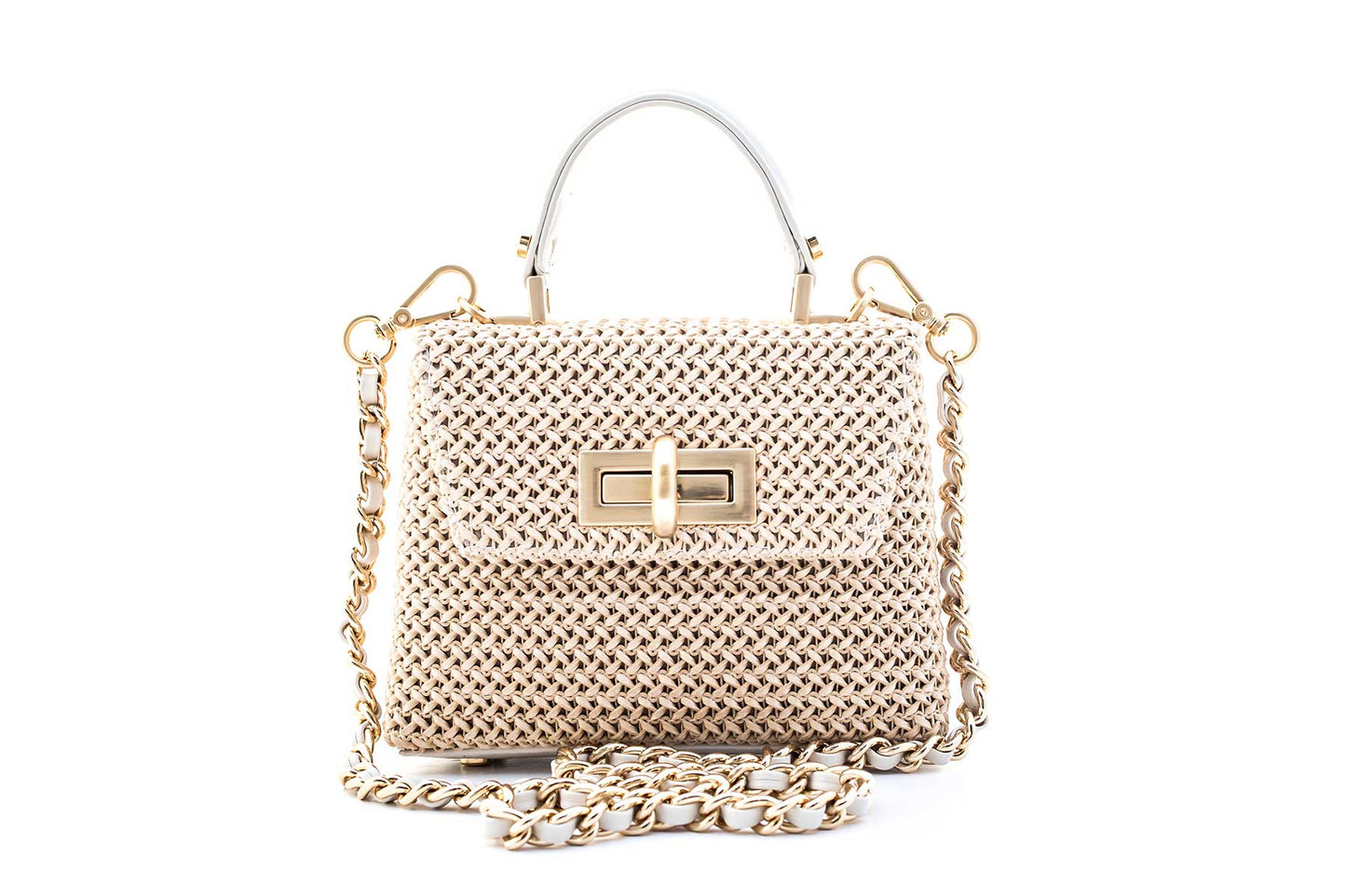 Bolsa Leila Ráfia Mini Off-White c/ Creme