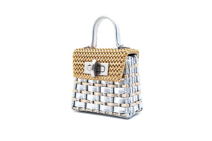 Bolsa Leila Premium Micro Prata c/ Dourado