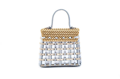 Bolsa Leila Premium Micro Prata c/ Dourado