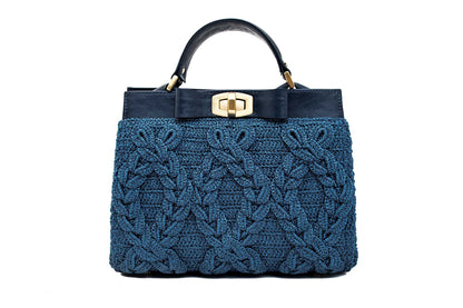 Bolsa Lia Mini Crochê Azul