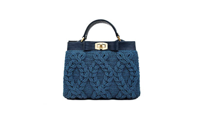 Bolsa Lia Mini Crochê Azul