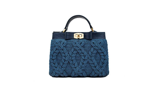 Bolsa Lia Mini Crochê Azul
