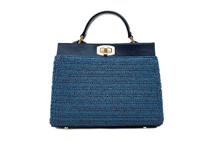 Bolsa Lia Mini Crochê Azul