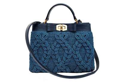 Bolsa Lia Mini Crochê Azul