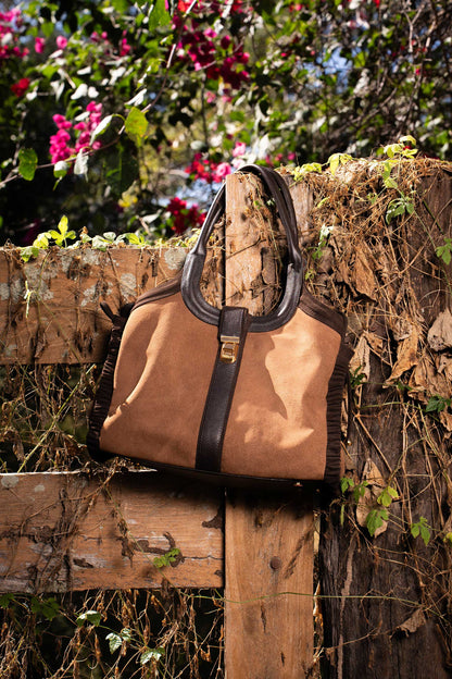 Bolsa Lorena Camurça Caramelo c/ Café