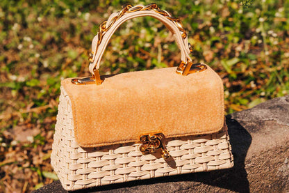 Bolsa Lu Rajão Camurça Creme