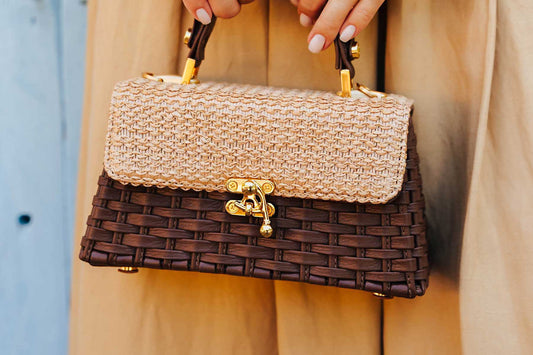 Bolsa Lu Rajão Ráfia Natural c/ Avelã