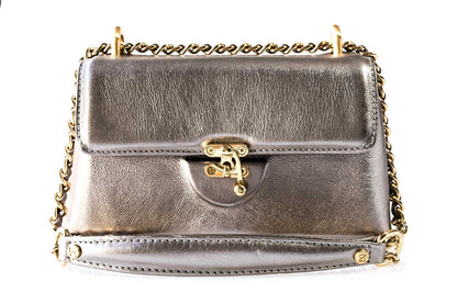 Bolsa Luciana Mini Prata Envelhecida c/ Metal Dourado