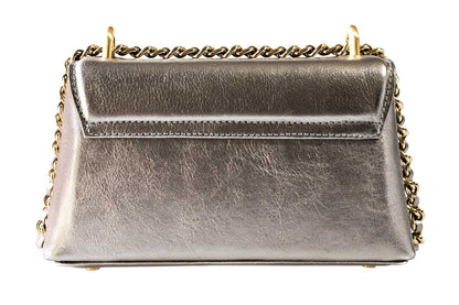 Bolsa Luciana Mini Prata Envelhecida c/ Metal Dourado