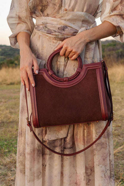 Bolsa Marcela Mini Camurça Bordô