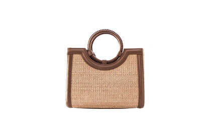 Bolsa Marcela Mini Ráfia Natural c/ Avelã