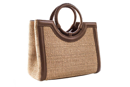 Bolsa Marcela Mini Ráfia Natural c/ Avelã