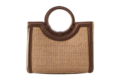 Bolsa Marcela Mini Ráfia Natural c/ Avelã