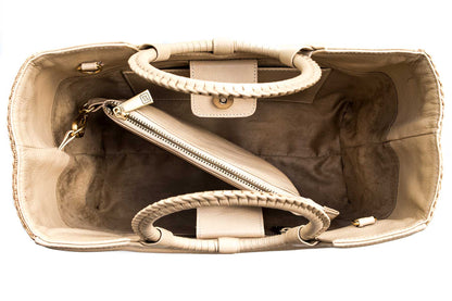 Bolsa Marcela Mini Ráfia Natural c/ Creme