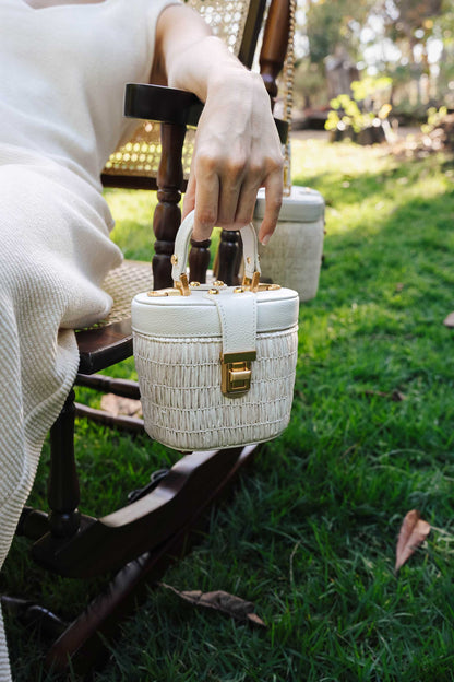 Bolsa Olga Micro Ráfia Natural Off-White