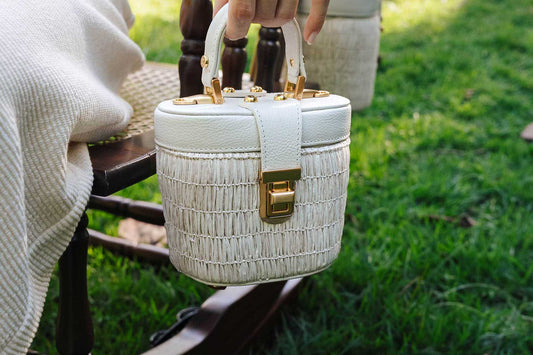 Bolsa Olga Micro Ráfia Natural Off-White