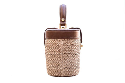 Bolsa Olga Mini Ráfia Natural c/ Avelã