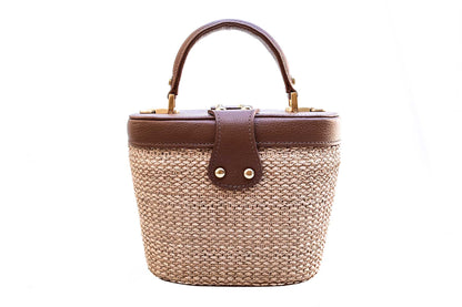 Bolsa Olga Mini Ráfia Natural c/ Avelã