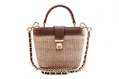 Bolsa Olga Mini Ráfia Natural c/ Avelã