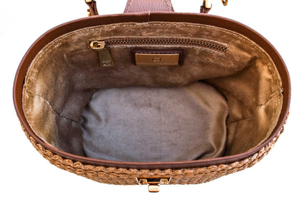 Bolsa Olga Mini Ráfia Natural c/ Avelã